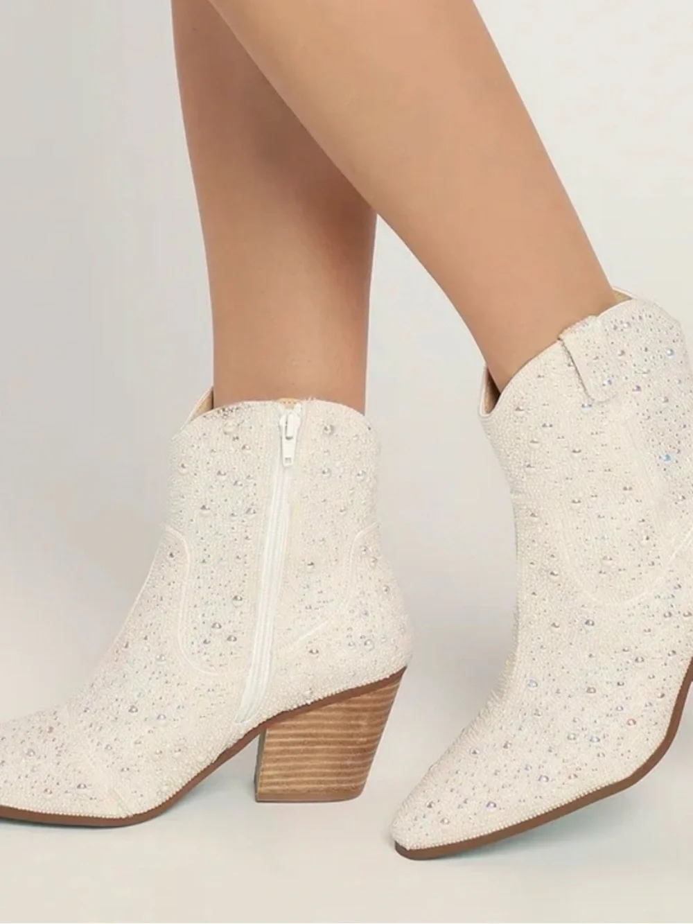 Blue by Betsey Johnson Ivory Pearl-Embellished Ankle Boots